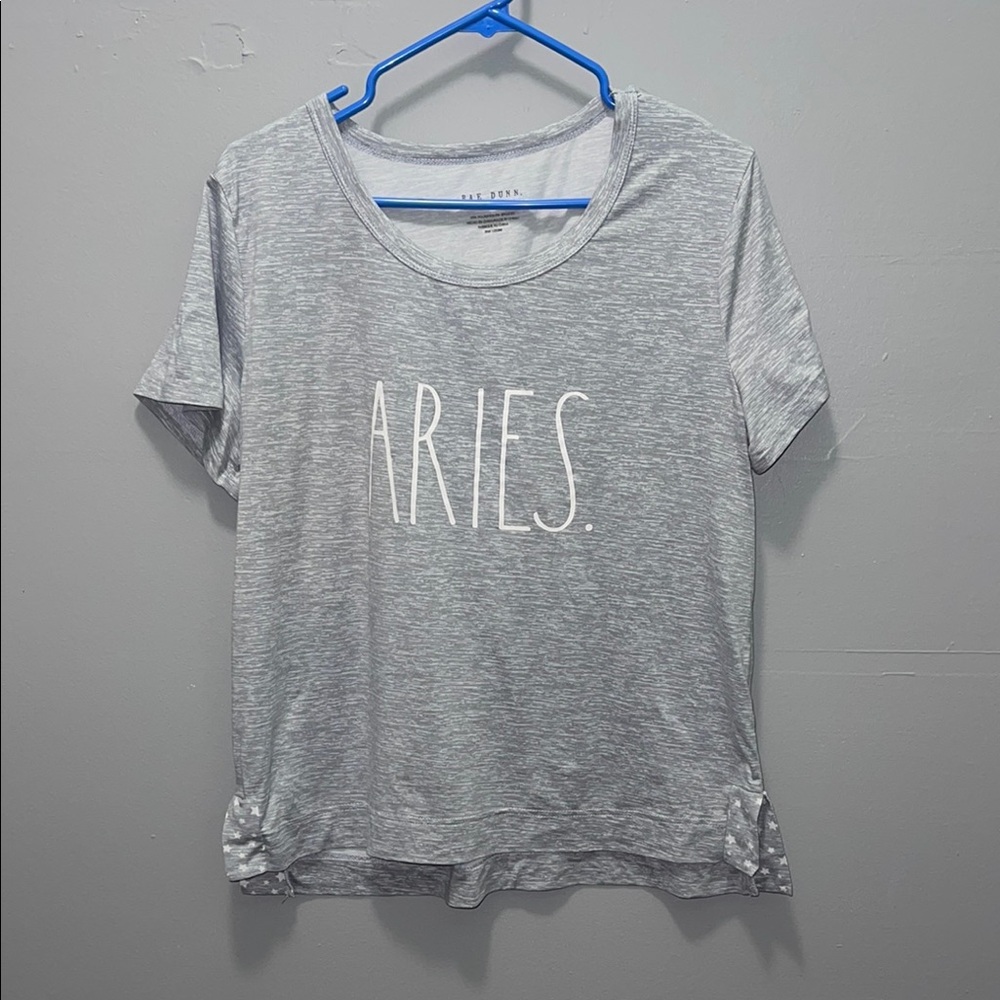 Rae Dunn Relaxed Gray Tie Front Short Sleeve Tee